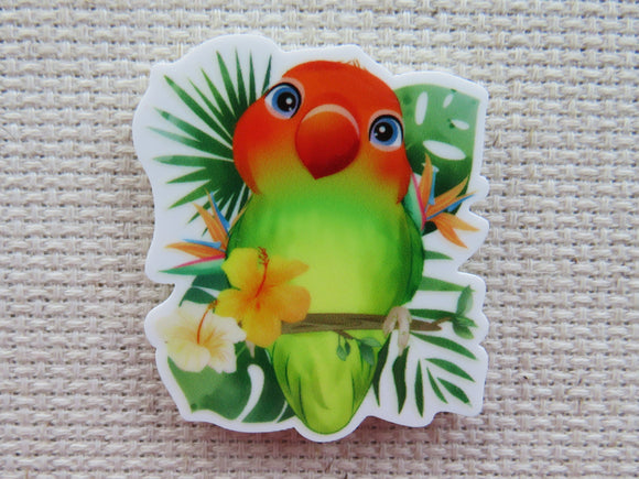 First view of Green and Orange Lovebird Needle Minder,.