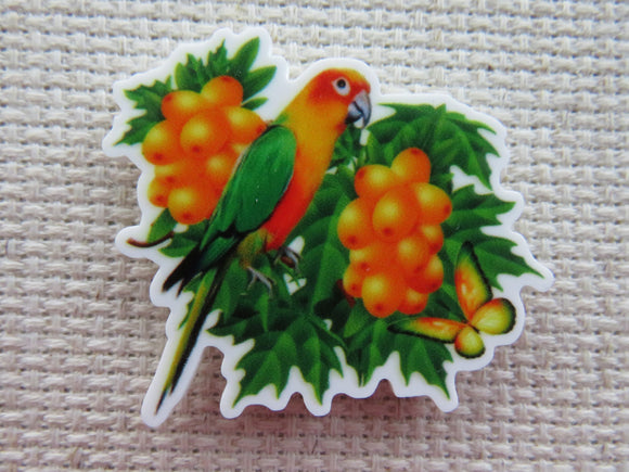 First view of Orange and Green Parrot Needle Minder.
