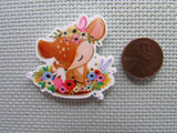 Second view of the Cute Deer with a White Bunny Needle Minder