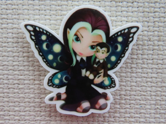 First view of Green and Black Fairy with a Vampire Doll Needle Minder.