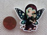 Second view of Green and Black Fairy with a Vampire Doll Needle Minder.