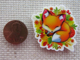 Second view of Sleepy Fox Laying in Autumn Colors Needle Minde.