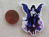 Second view of Purple and Black Fairy Needle Minder.