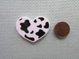 Second view of the Cow Print Heart Needle Minder