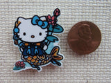 Second view of Cute White Kitty Mermaid Needle Minder.