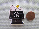 Second view of the New York Snoopy Fan Needle Minder