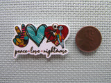 Second view of the Peace Love Nightmare Needle Minder