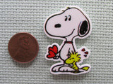Second view of the Snoopy Giving Hearts Needle Minder