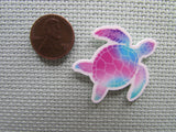 Second view of the Pink and Blue Turtle Needle Minder