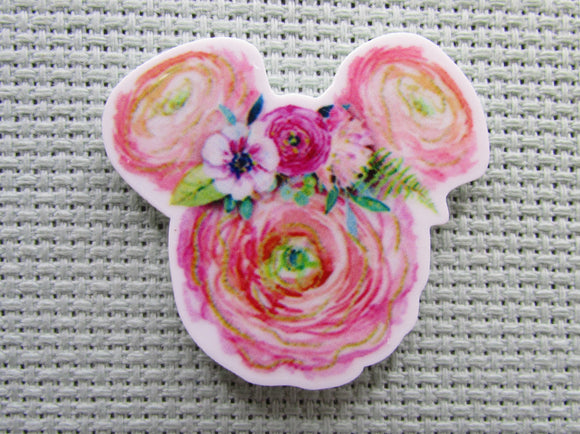 First view of the Pink Floral Mouse Head Needle Minder
