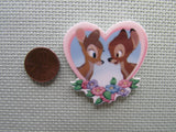 Second view of the Bambi and Faline Heart Needle Minder
