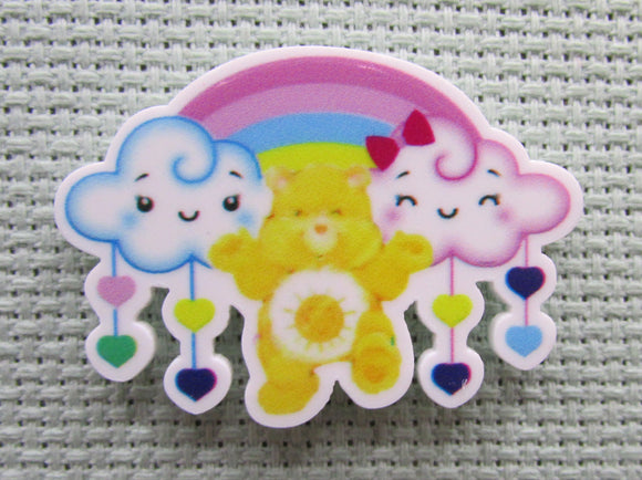First view of the Funshine Bear with Loving Clouds and a Rainbow Needle Minder