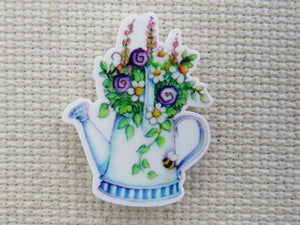 First view of Watering Can with a Floral Arrangement Needle Minder.