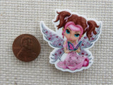 Second view of Pink Fairy with a Pretty Butterfly Needle Minder.