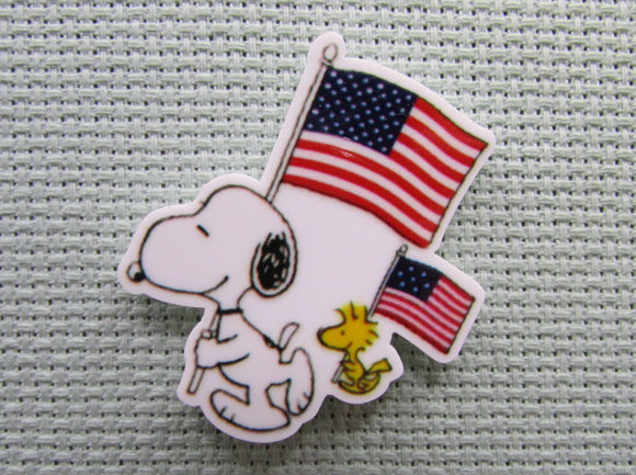 First view of the American Flag Bearing Snoopy and Woodstock Needle Minder