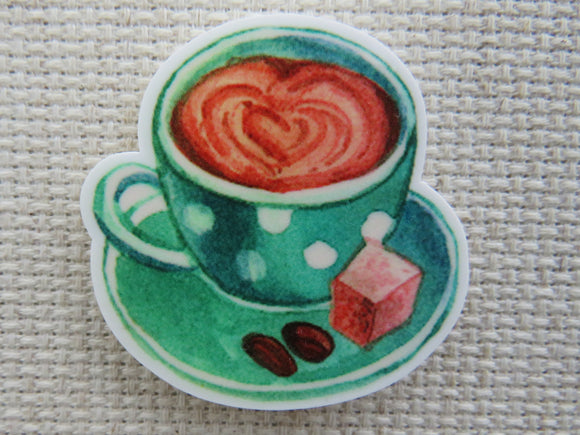 First view of Green Mug of Coffee Needle Minder.