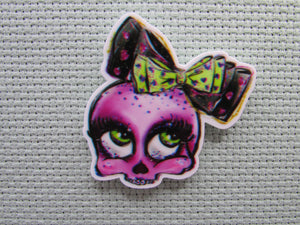 First view of the Purple Skull with a Bow Needle Minder