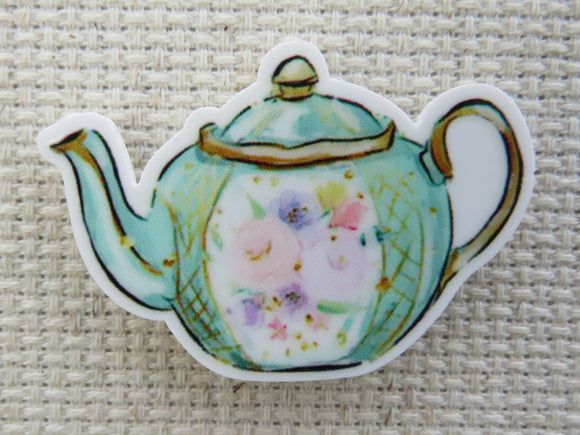 First view of Green Floral Teapot Needle Minder.