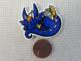 Second view of Blue Sleeping Dragon Needle Minder.