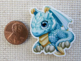 Second view of Light Blue Baby Dragon Needle Minder.