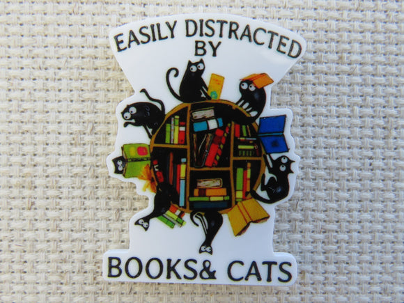 Firs view of Easily Distracted by Books and Cats Needle Minder.