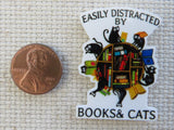 Second view of Easily Distracted by Books and Cats Needle Minder.