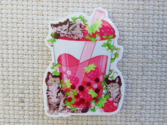 First view of Strawberry Boba with Three Sleepy Kitties Needle Minder.