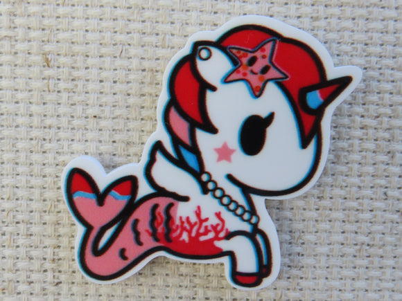 First view of Red Unicorn Mermaid Needle Minder.