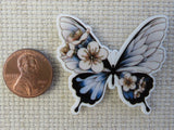 Second view of Blue and White Butterfly Needle Minder.