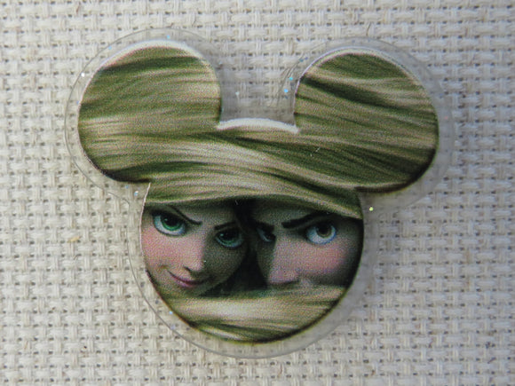 First view of Rapunzel and Flynn in Long Hair Sparkly Mouse Ears Needle Minder.