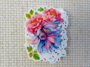First view of Beautiful Pink and Blue Betta Fish Needle Minder.