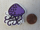 Second view of Purple Jelly Fish Needle Minder.
