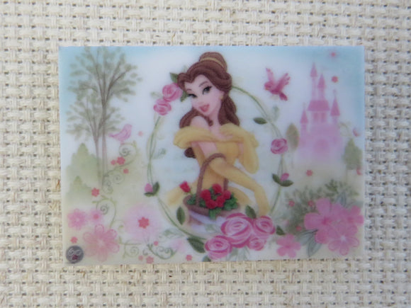 First view of Belle with a Basket of Roses Needle Minder.
