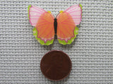Second view of the Pretty Orange Butterfly Needle Minder
