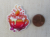 Second view of Flaming Tea Cup Needle Minder.