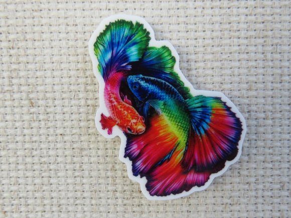 First view of Blue and Red Beta Fish Needle Minder.