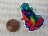 Second view of Blue and Red Beta Fish Needle Minder.
