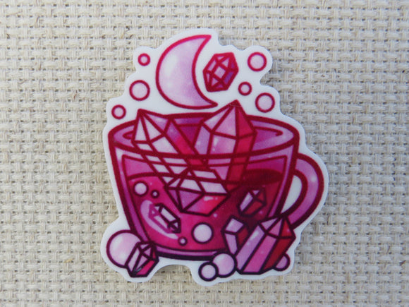 First view of Vibrant Pink Crystal Teacup Needle Minder.