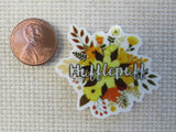 Second view of Yellow Floral Hufflepuff Bouquet Needle Minder.