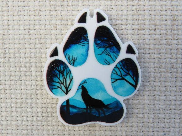 First view of Wolf Scene in a Paw Print Needle Minder.