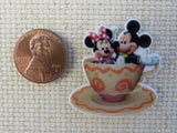 Second view of Mickey and Minnie on the Tea Cup Ride Needle Minder.
