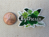 Second view of Green Floral Slytherin Needle Minder.