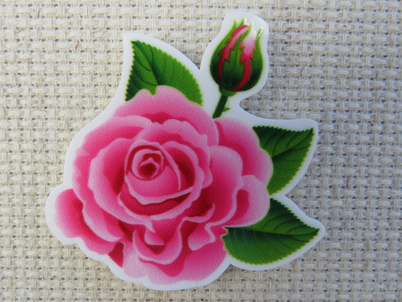 First view of Pink Rose with a Rosebud Needle Minder.