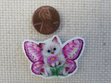 Second view of Pink Butterfly Kitty Needle Minder.