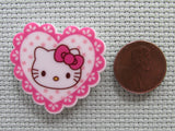 Second view of the Cute White Kitty in a Heart Needle Minder