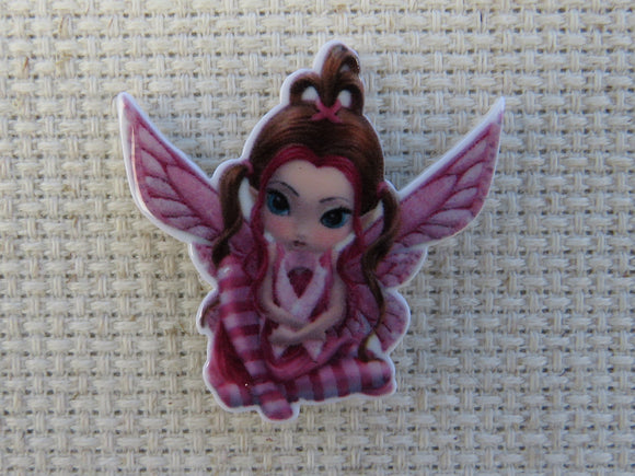 First view of Small Pink Ribbon Fairy Needle Minder.
