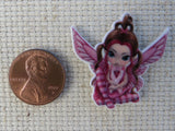 Second view of Small Pink Ribbon Fairy Needle Minder.