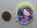 Second view of the Cute White Kitty Riding a Purple Unicorn Under a Rainbow Needle Minder