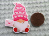 Second view of the Valentines Giving Gnome Needle Minder