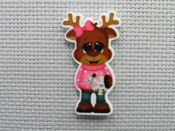 First view of the Sweater Wearing Reindeer Needle Minder